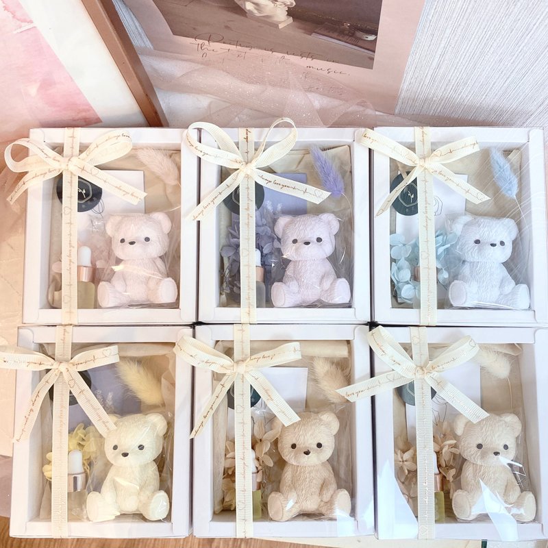 【香氛干燥花礼盒】-泰迪熊 扩香 永生花 婚礼小物 生日 定制 - 香薰/精油/线香 - 其他材质 