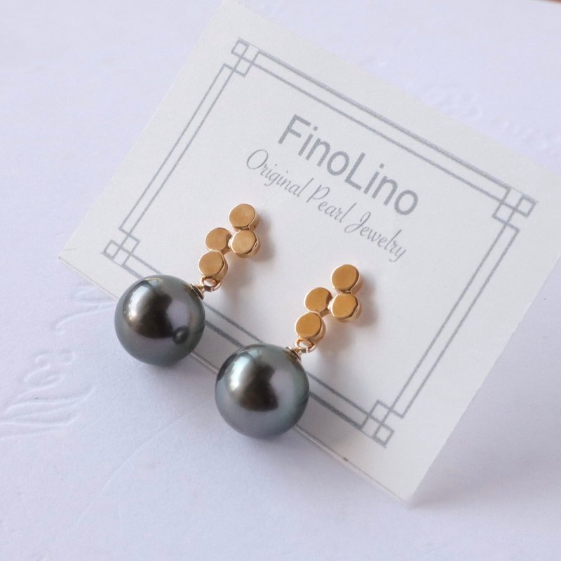 The Kiss 南洋黑珍珠与K10黄金耳环 派对推荐 - 耳环/耳夹 - 珍珠 金色