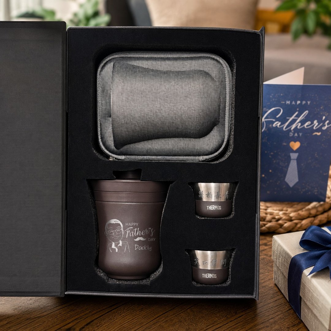 定制化父亲节礼物 旅行茶具 THERMOS 膳魔师便携茶壶套装 送爸爸 - 保温瓶/保温杯 - 不锈钢 