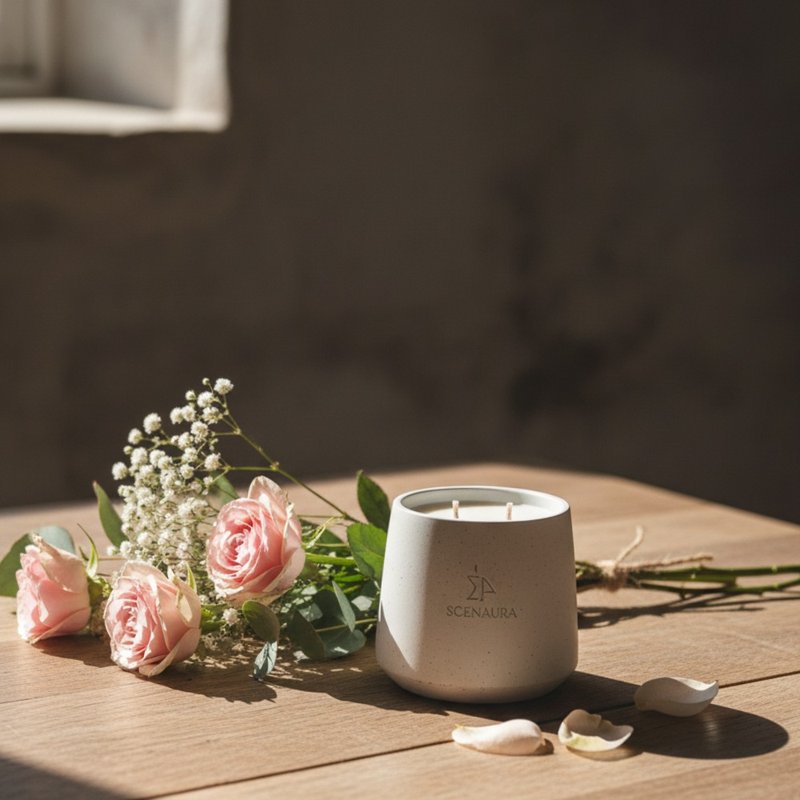 【SCENAURA】FLORAL 花香调系列 手工水泥杯香氛蜡烛 - 香薰/精油/线香 - 水泥 