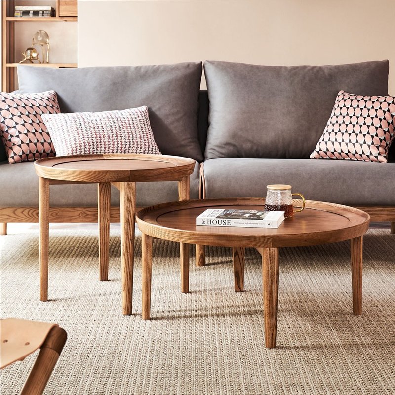 实木简约新时尚 实木 子母茶几 大小茶几 圆形茶几 - 餐桌/书桌 - 木头 