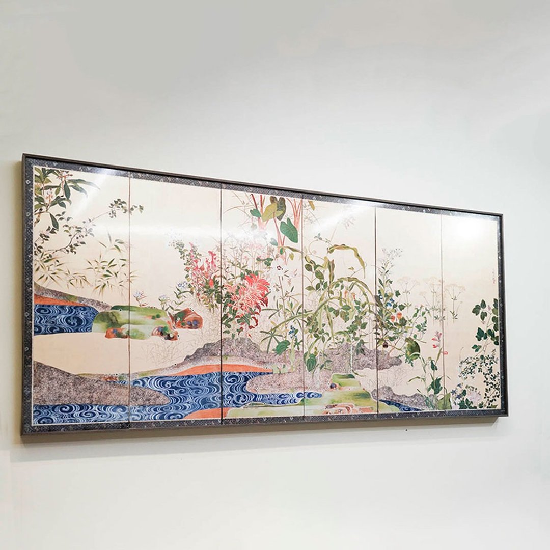 【日本琳派 / 艺术挂画】 尾形光琳  | 春秋草花図屏风  右 - 海报/装饰画/版画 - 纸 