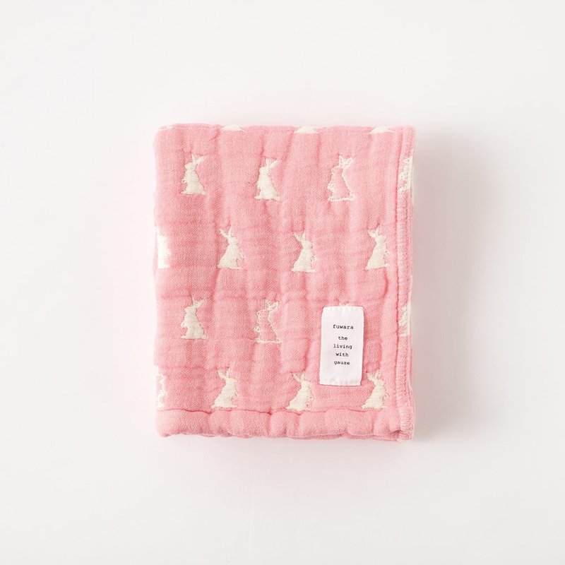 【日本fuwara六重纱毛巾】粉色兔子毛巾 - 毛巾浴巾 - 棉．麻 粉红色