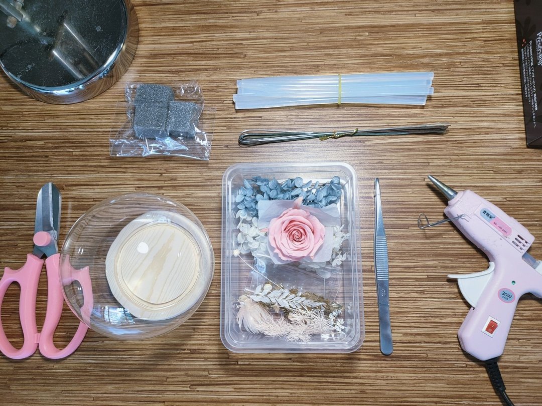 (现货)Sheer Whisper絮语藏花 DIY材料包_永生花12cm玻璃球气氛灯 - 植栽 - 植物．花 粉红色