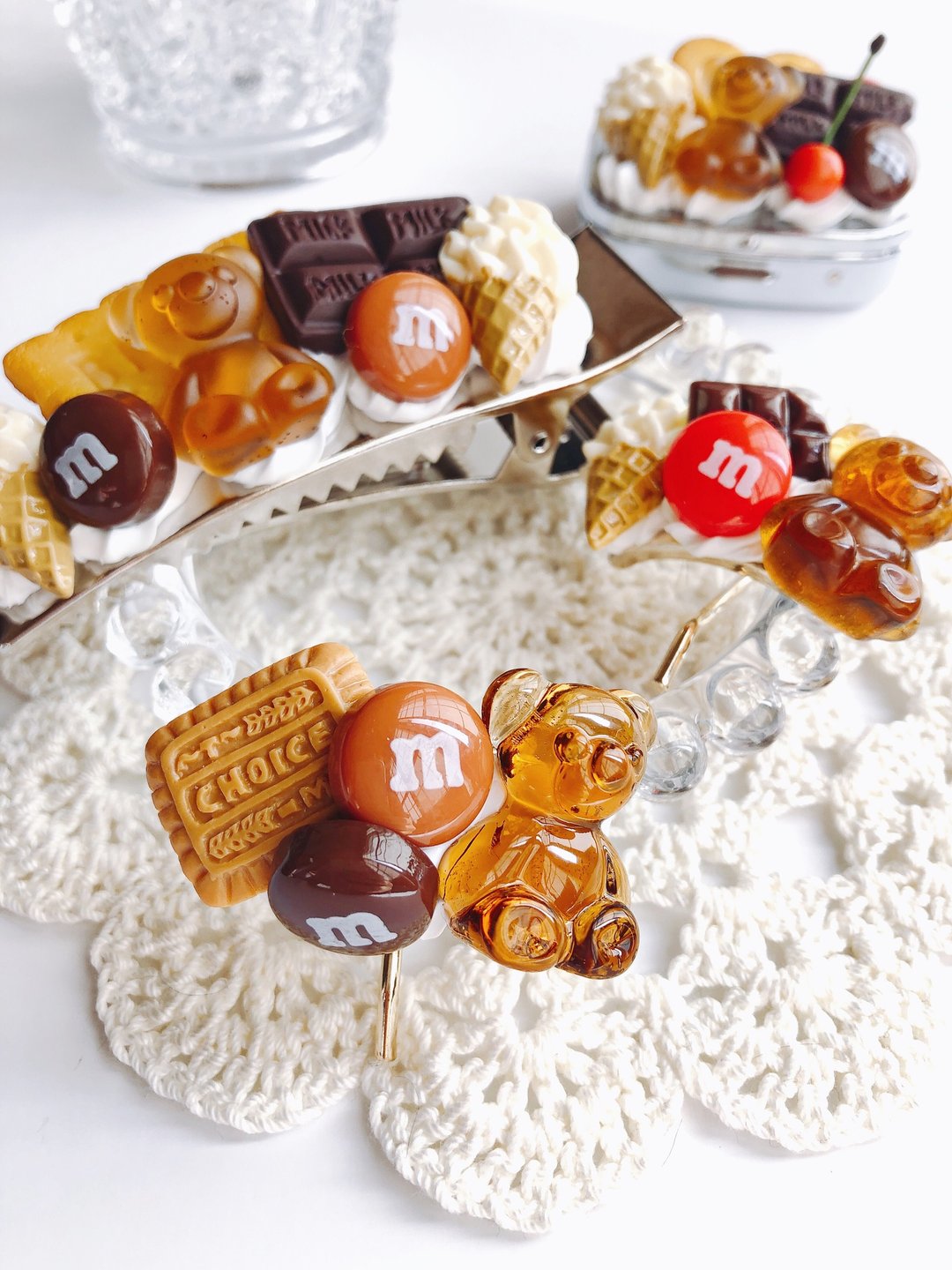 Sweets pony hook chocolate Fake Suites sweets deco - 发饰 - 粘土 金色