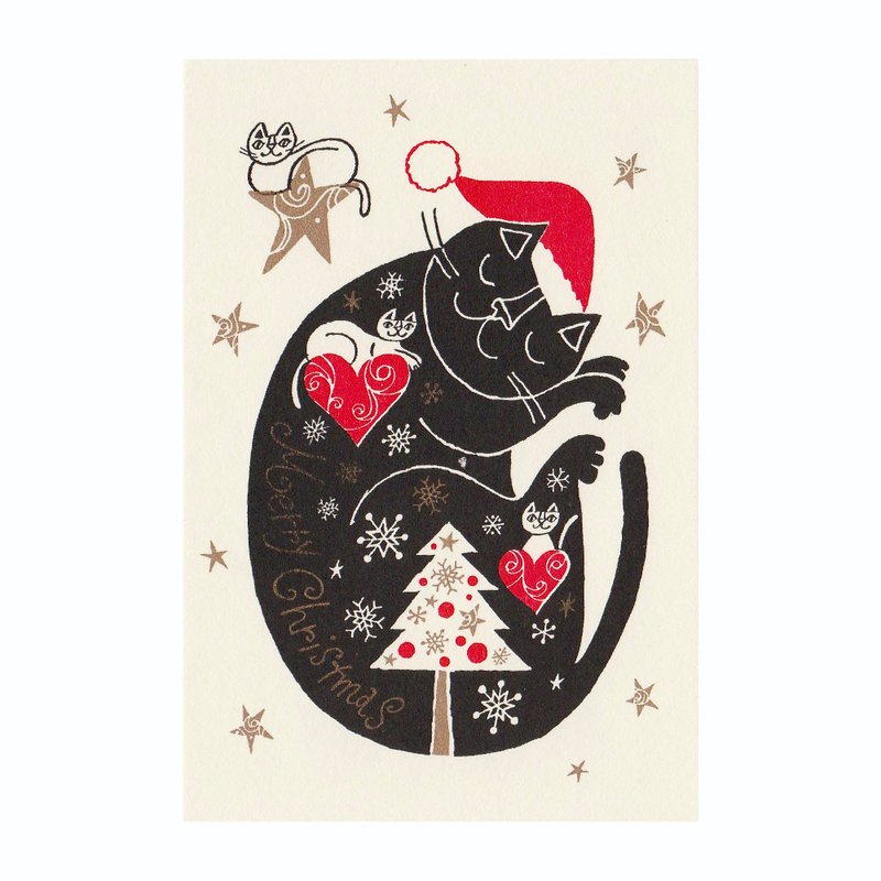 日本・冈部哲郎 绢印圣诞卡片【星空下方 圣诞节快乐】信封选购 - 卡片/明信片 - 纸 白色