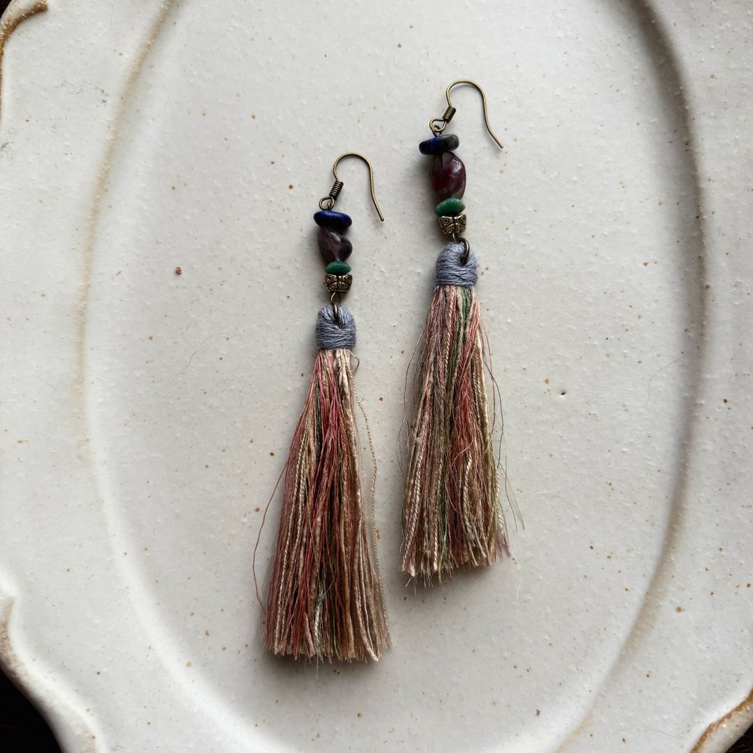 Pinkoi 代购 - long long tassel 耳环 - 耳环/耳夹 - 棉．麻 