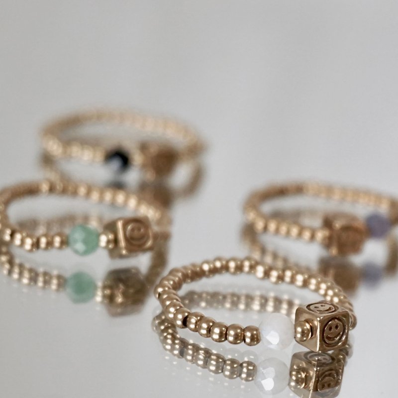 ll smile 微矿黄铜戒指 ll 天然石黄铜 戒指 RG-00008 - 戒指 - 半宝石 绿色