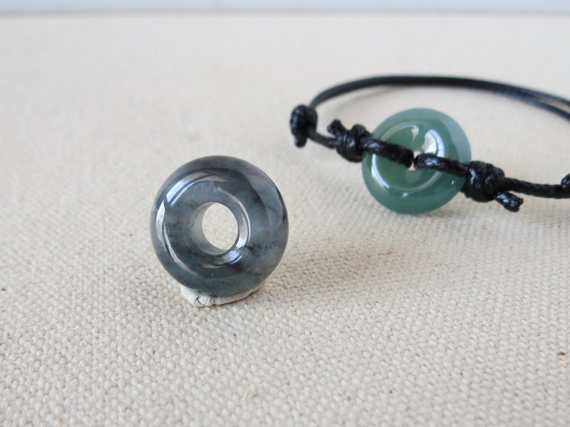 本命年【平安·如意】冰乌鸡翡翠韩国蜡线手链*CS05*招财、防小人 - 手链/手环 - 宝石 黑色