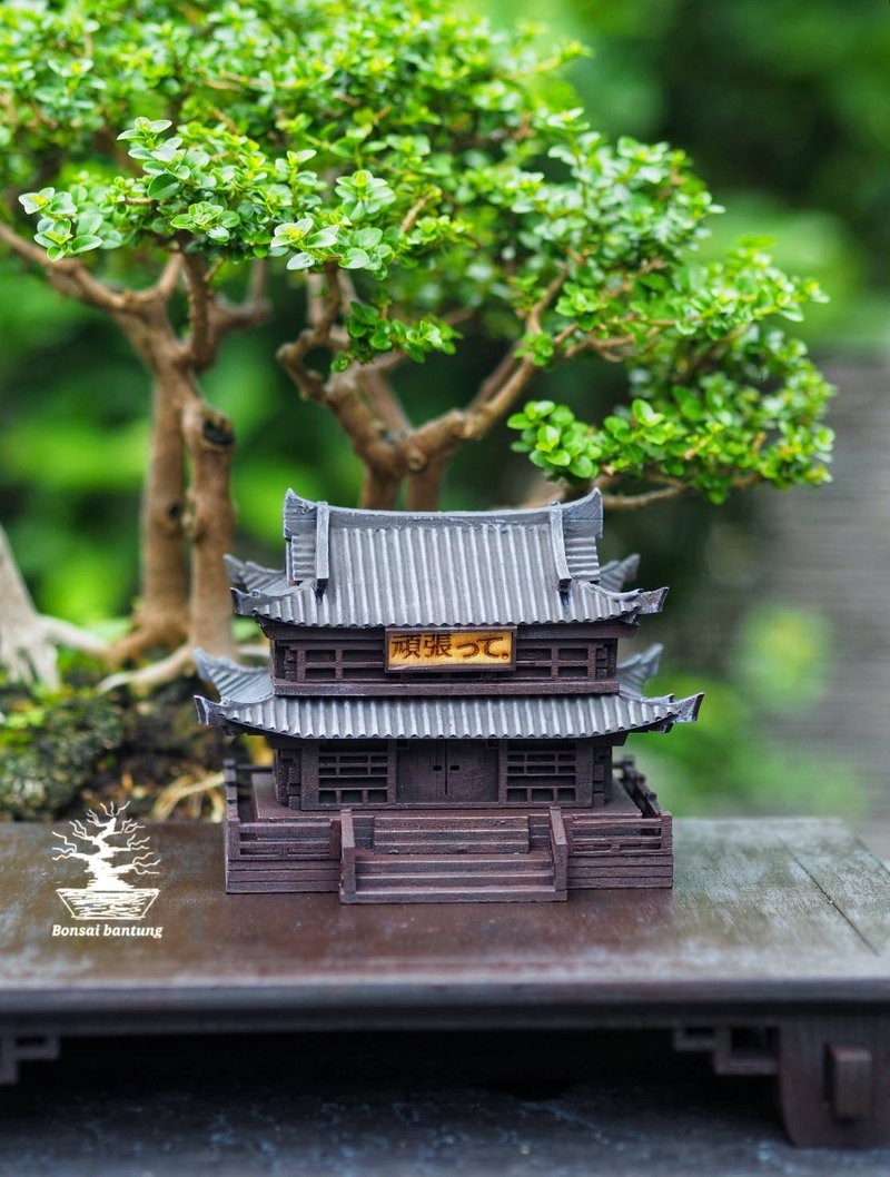 中日凉亭模型、中式轿子模型、居家庭园装饰。组装卡通模型场景 - 摆饰 - 木头 红色