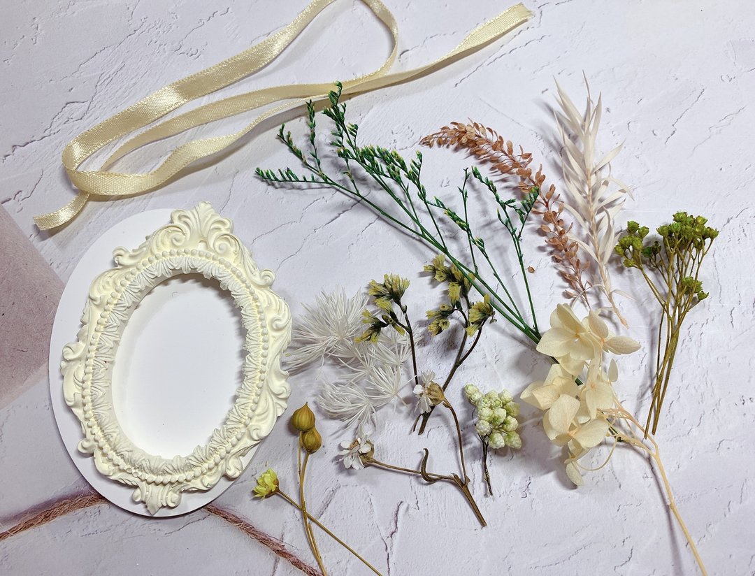 【DIY材料包】永生花扩香石古典相框款 - 蜡烛/香氛/手工皂 - 其他材质 