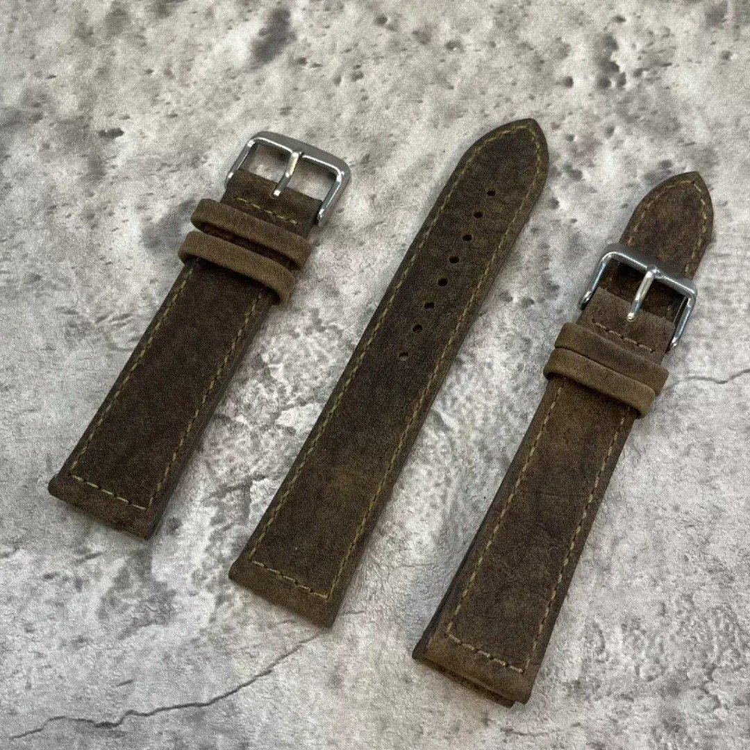 Timeless Watchband 狂野水牛皮革灰棕色真皮表带 18/20/22MM - 表带 - 真皮 多色