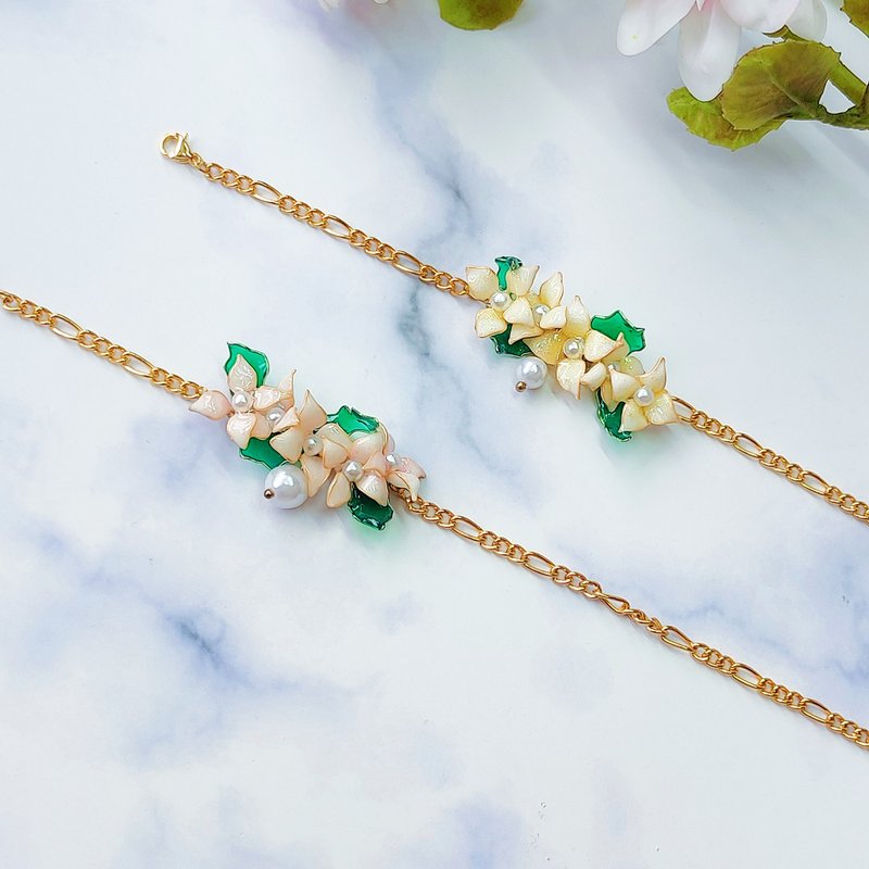 绣球花时尚宝石胶树脂手链 创意手链 闺蜜礼物 生日礼物 定制 - 手链/手环 - 树脂 黄色