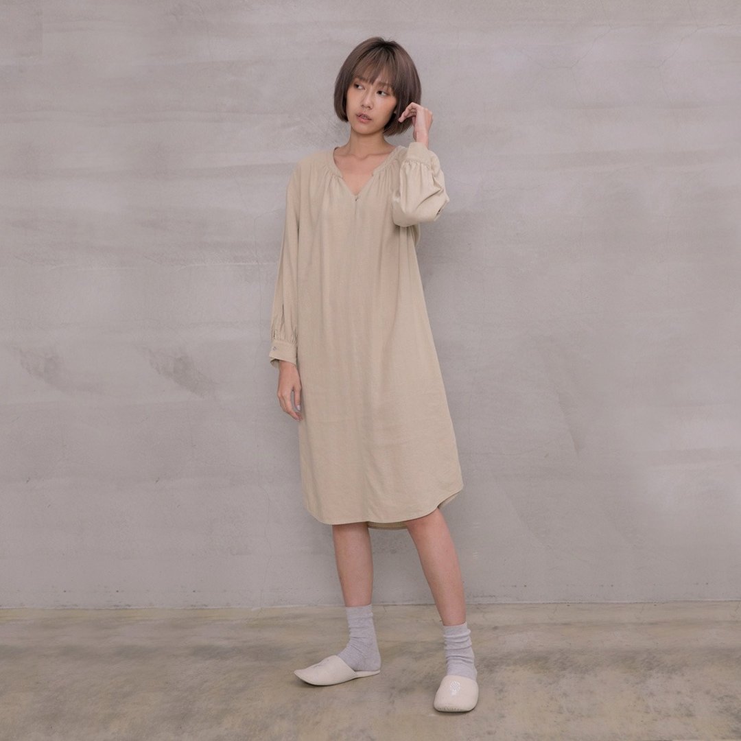 回归自然宽摆洋装 Back To Nashville Linen Sack Dress D137 - 女装上衣 - 棉 多色