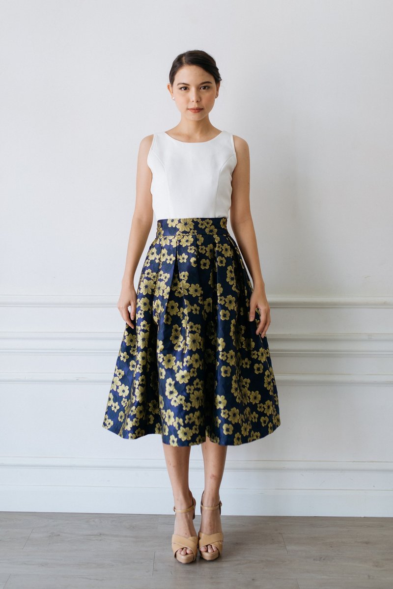 Megan Skirt - 裙子 - 棉．麻 蓝色