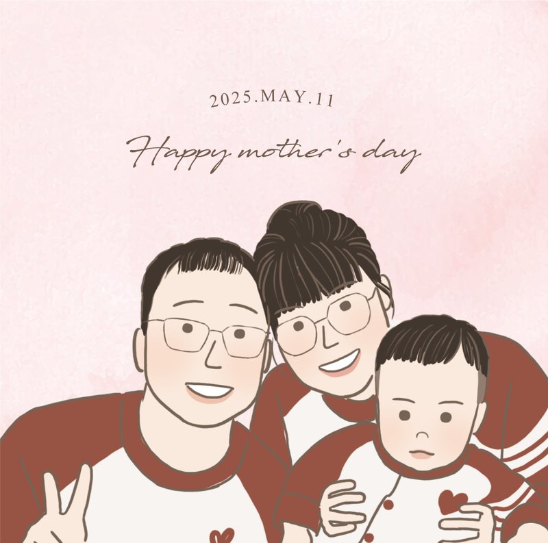 【定制简易风格 全家福插画设计】电子档 - 电子手绘真人画像/绘画/插画 - 其他材质 