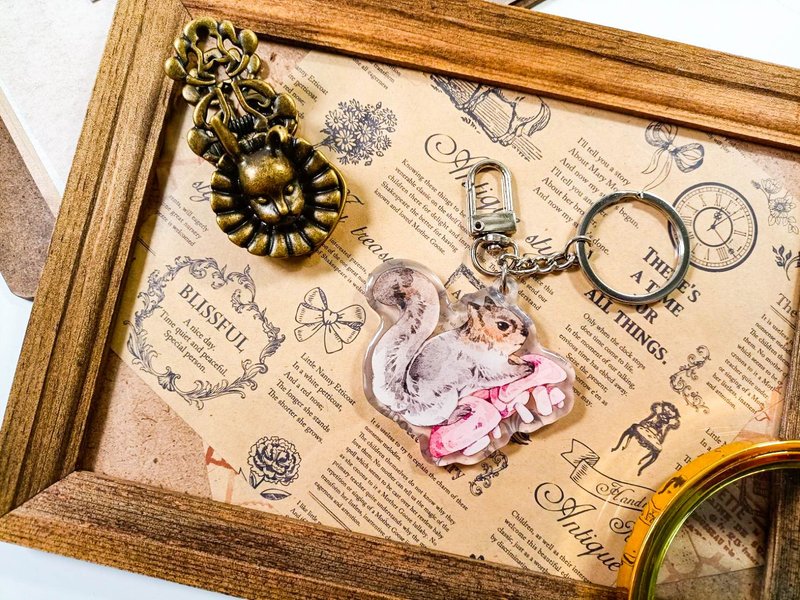 KR519可愛吊飾cute pendant_松鼠squirrel.B/ 晶透吊飾_鑰匙圈 - 钥匙链/钥匙包 - 塑料 多色