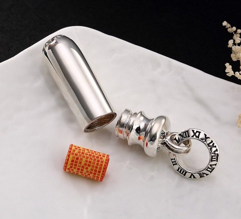 Real 925 Sterling Silver Simple Fashion Glossy Gaudencio Box Openable Pendant - 长链 - 纯银 银色