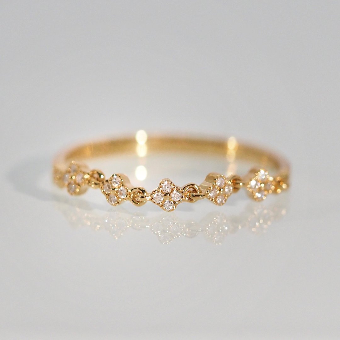 18K金软心三叶草钻石戒指 Soft Clover Diamond Ring - 戒指 - 贵金属 