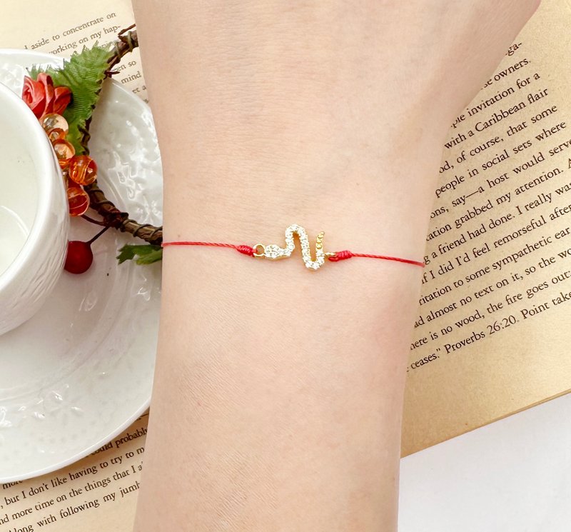 镀金 蛇 金蛇 丰收 创造生命 转换 再生 红线 手链 手绳 财富 - 手链/手环 - 贵金属 红色