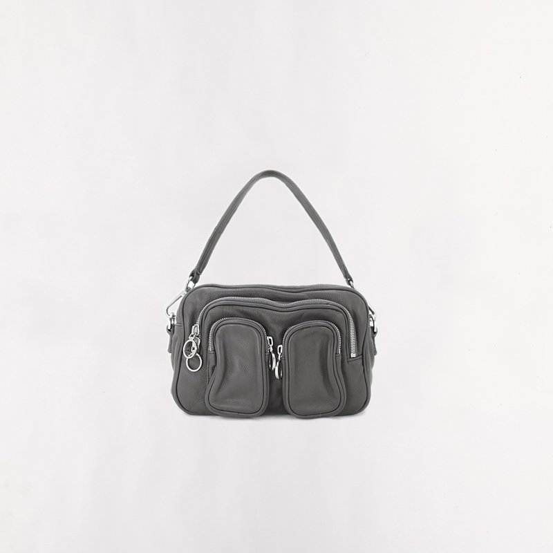 Agnes 柔韧真皮轻摇滚斜背包__附长短带 - 侧背包/斜挎包 - 真皮 灰色