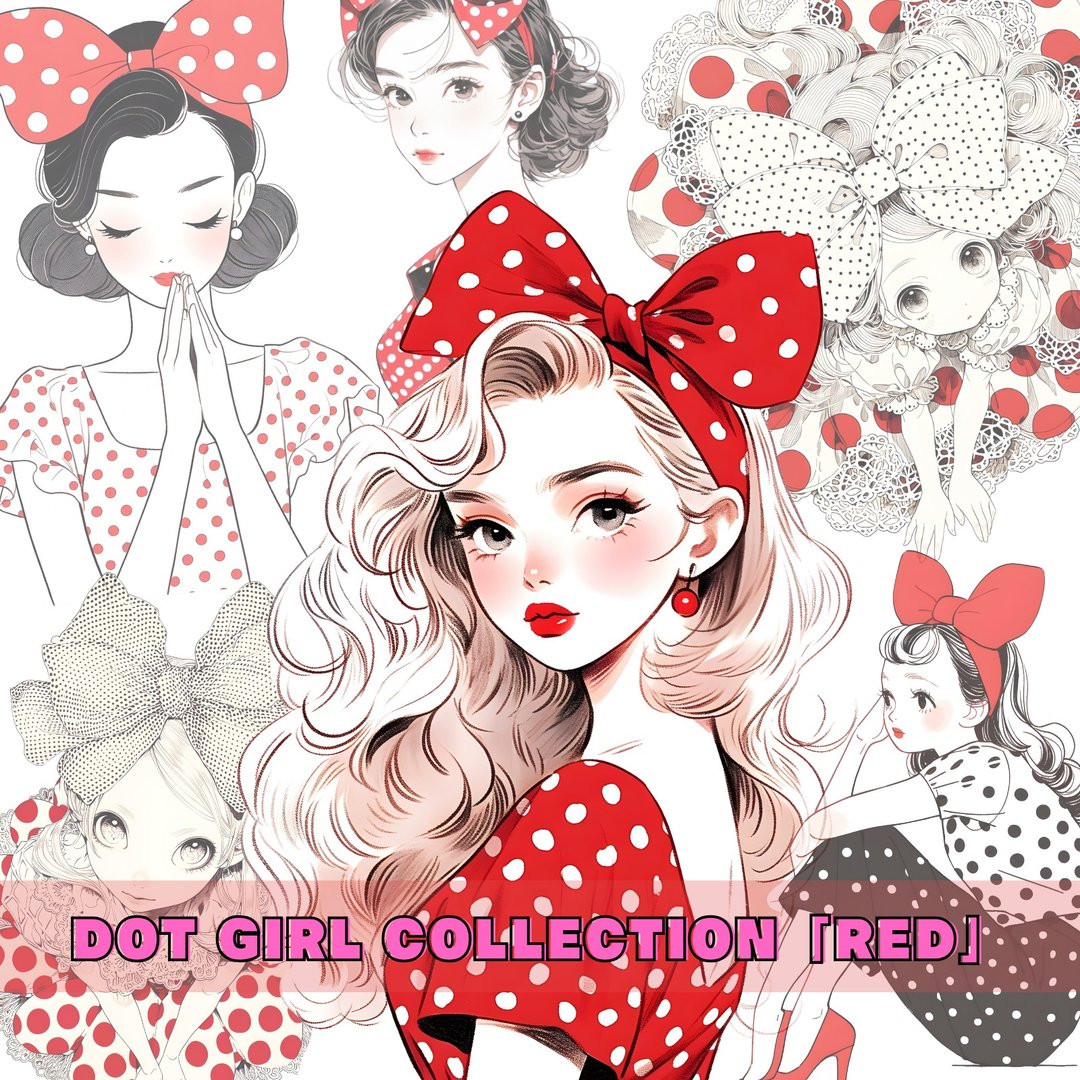 DOT GIRL COLLECTION・RED - 贴纸 - 纸 