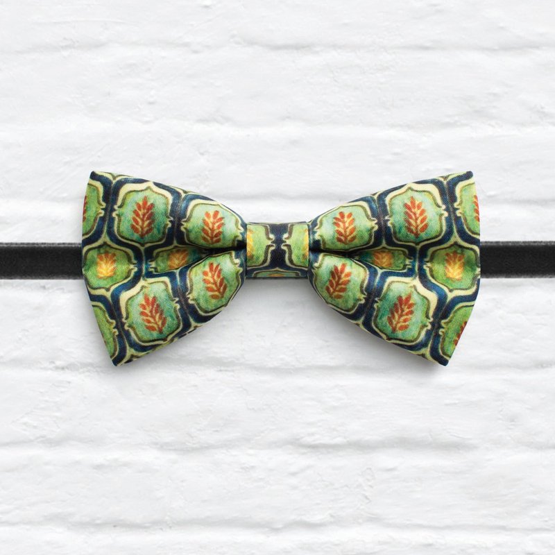 Style 0164 彩瓷 印花缎面领结 黄绿色 限量手工领结 - 颈链 - 纸 黄色