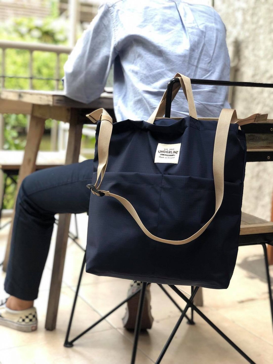 New Navy 2way Messenger Ripstop Nylon Bag / everyday bag / travel - 侧背包/斜挎包 - 棉 蓝色