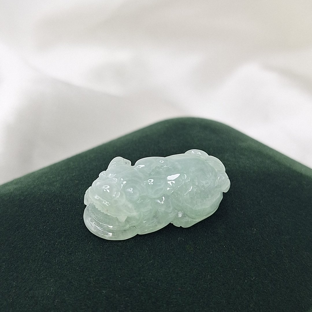 缅料 冰起胶 冰绿 貔貅 吊坠 | 天然缅甸玉A货翡翠 - 项链 - 玉石 