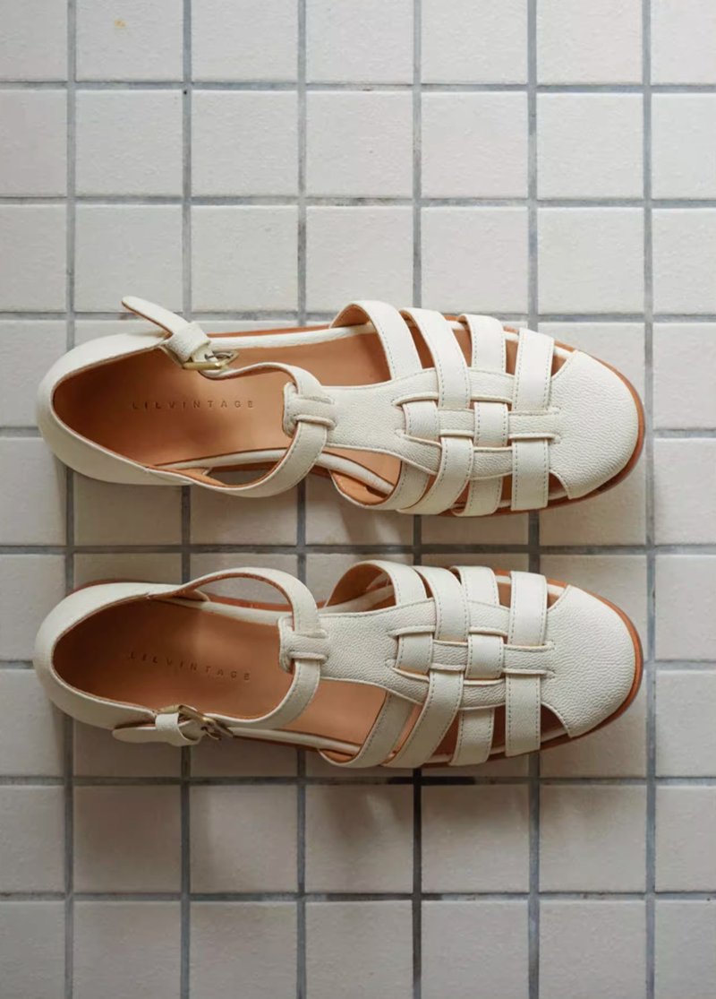 復古文青 罗马编织凉鞋 白色/巧克力色/黑色 - 其他女款皮鞋 - 真皮 白色