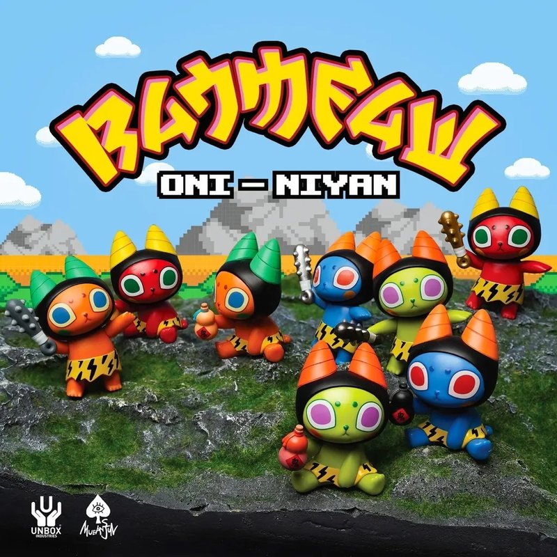 Badmeaw Oni-Niyan 盲盒系列 每盒随机附赠炫闪贴纸 (一盒8只) - 玩偶/公仔 - 塑料 白色