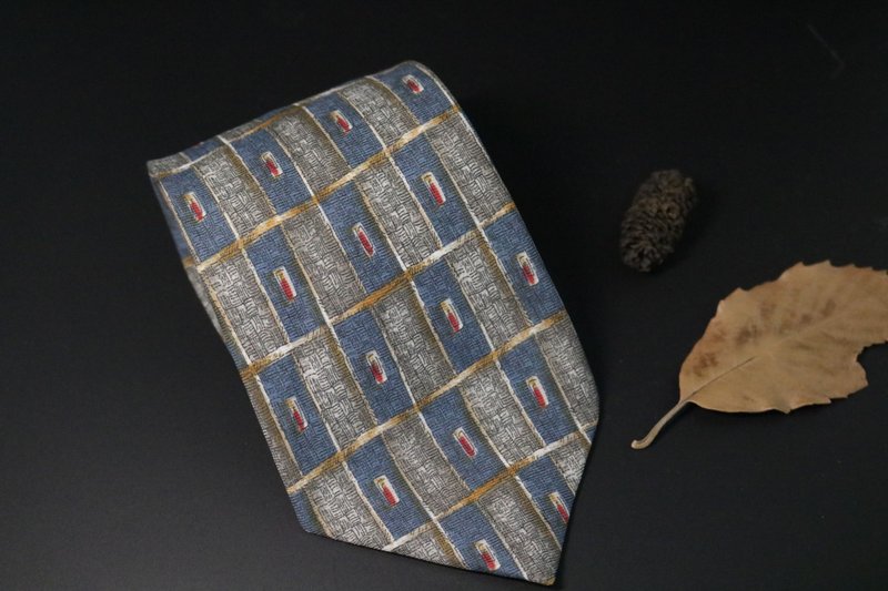 蓝色巴洛克真丝领带复古百搭款式男人衣柜的tie - 领带/领带夹 - 丝．绢 蓝色