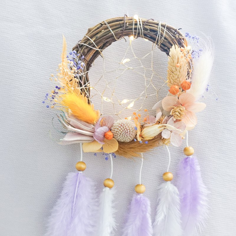 不凋花LED灯捕梦网 | 粉紫色, 橙色 - 灯具/灯饰 - 植物．花 橘色