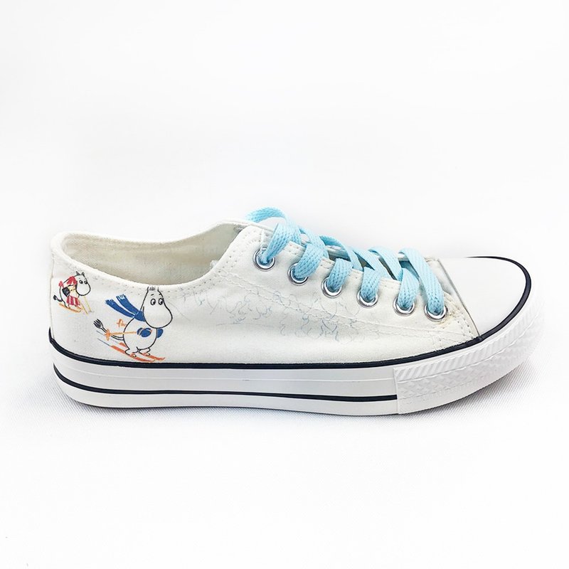 Moomin噜噜米授权-低筒帆布鞋 (白鞋浅蓝带)-AE07 - 男款休闲鞋 - 其他人造纤维 黑色