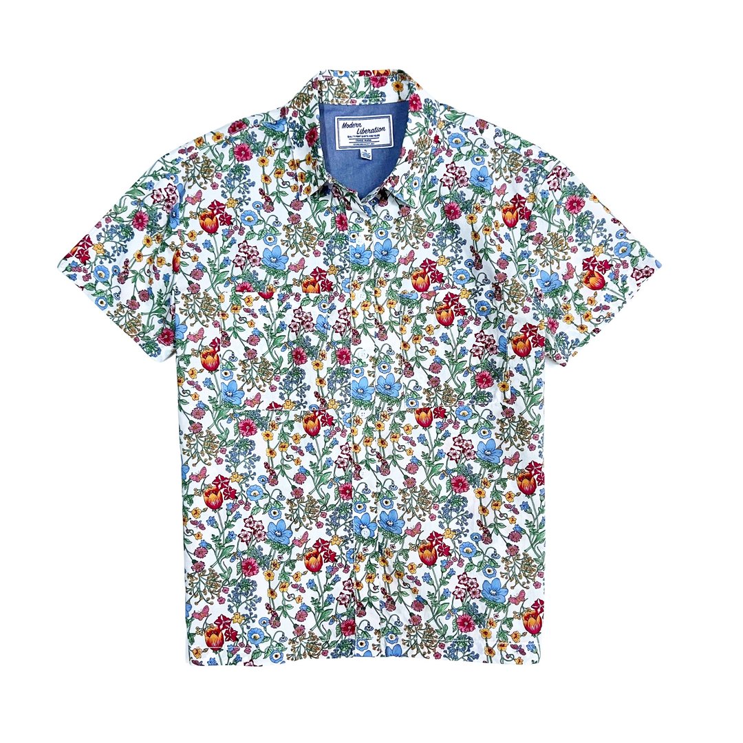 Women's Botanical Sketch Shirt 女装花卉衬衫 - 白色 - 女装衬衫 - 棉 白色