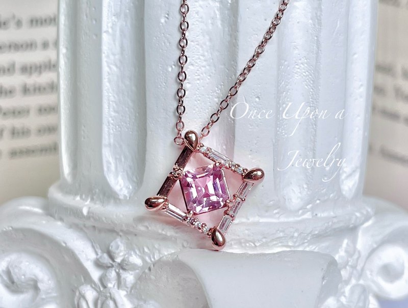 爱的密码| 摩斯密码 粉碧玺 925银 吊坠 - 项链 - 宝石 金色