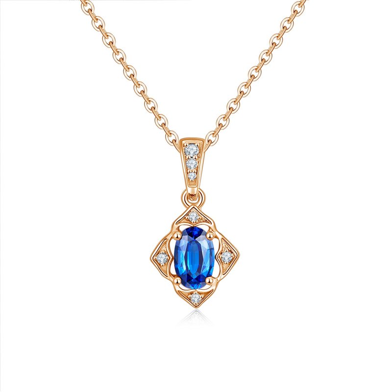 【复古风】纯18K复古蓝宝石钻石项链 天然宝石 定制化订制 P022 - 项链 - 宝石 蓝色