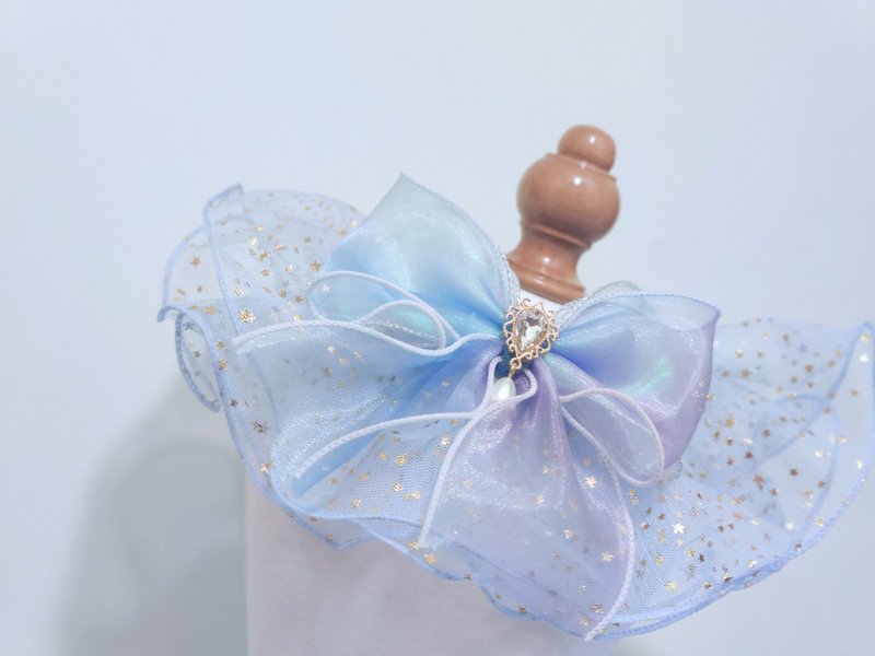 粉蓝金星星色 轻薄纱 造型颈饰 颈项 collar - 衣/帽 - 棉．麻 蓝色