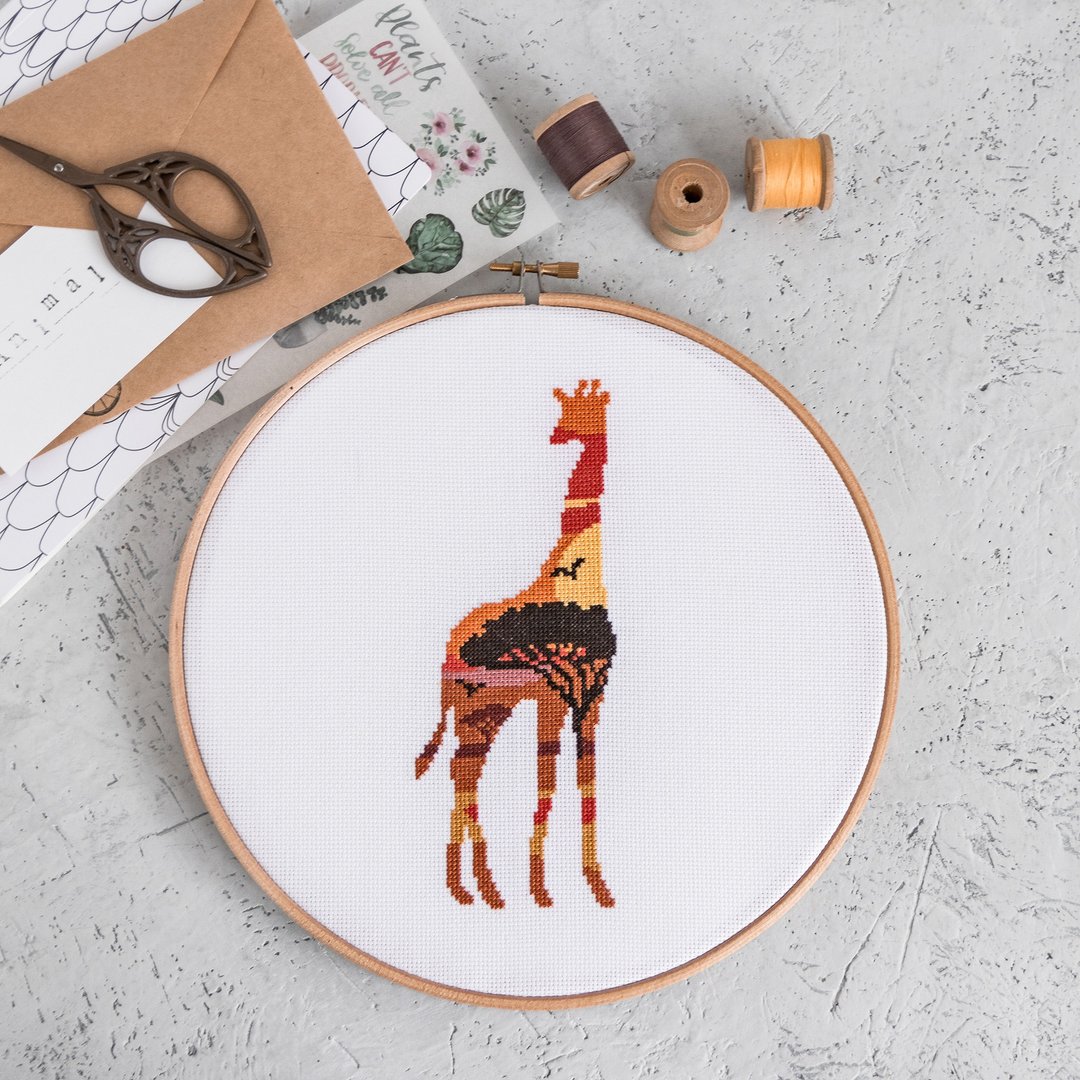 Giraffe Silhouette Cross Stitch PDF Pattern 十字繡 - 编织/刺绣/羊毛毡/裁缝 - 其他材质 