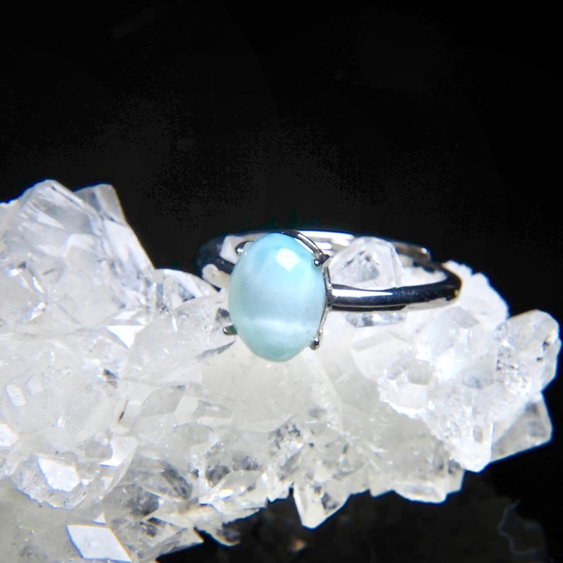 一图一物│天然海纹石拉尼玛925纯银戒指 活口水晶戒指 心灵疗愈 - 戒指 - 宝石 蓝色