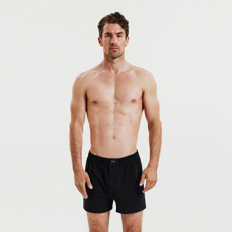 Bread & Boxers 两件组 Jersey Boxer 柔弹平口内裤 - 黑 - 男士内衣裤 - 棉．麻 黑色
