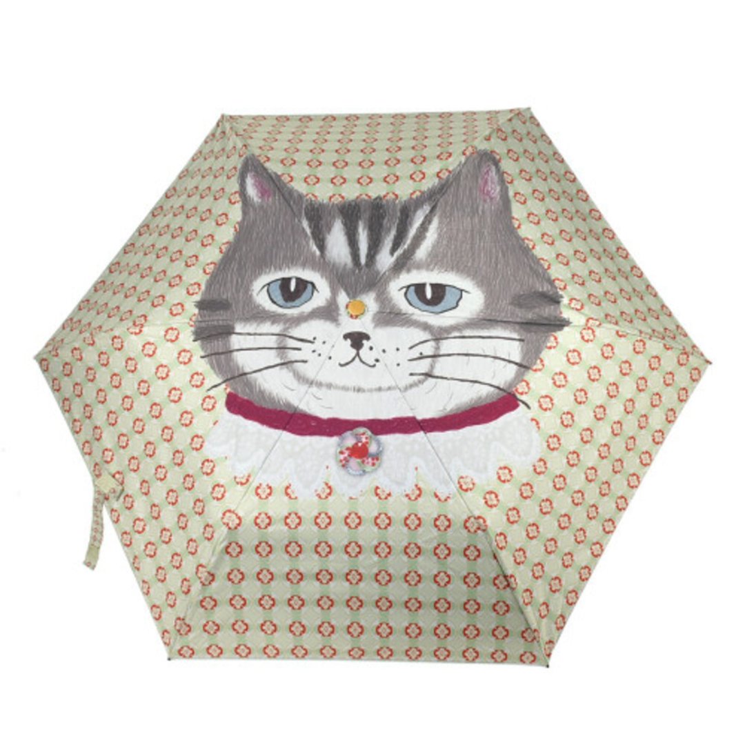 【Kusuguru Japan】日本眼镜猫 晴雨两用抗UV折叠伞 -浅绿花纹 - 雨伞/雨衣 - 防水材质 绿色