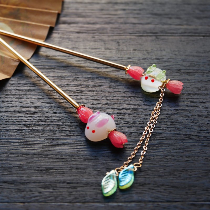 与兔发簪 - 发饰 - 铜/黄铜 绿色