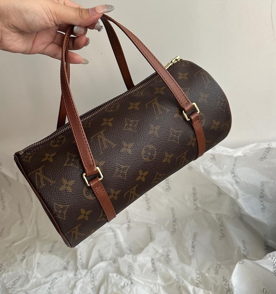 中古包 LV路易威登 罕有小尺寸红皮水桶包 - 手提包/手提袋 - 其他材质 咖啡色