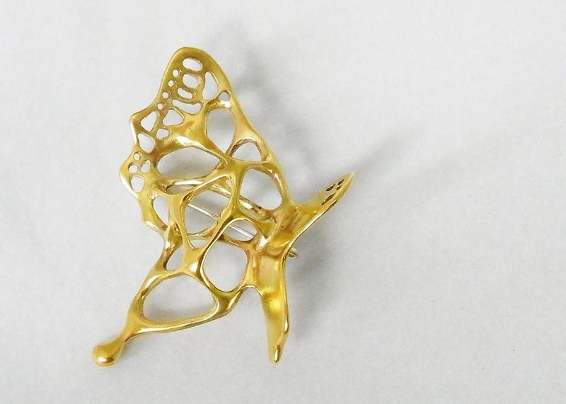 Butterfly-pin - 胸针 - 其他金属 金色