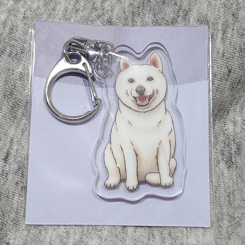 白柴犬-压克力吊饰(钥匙圈)-双面图案-新厂商 - 钥匙链/钥匙包 - 压克力 