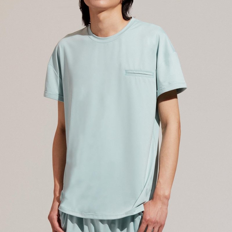 REBOOT动能-反折袖上衣-雾灰绿 - 男装上衣/T 恤 - 聚酯纤维 绿色