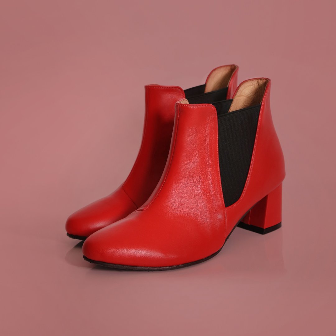 Turns Boots Splice 跟靴(Red) 魅红 | WL - 女款短靴 - 真皮 红色