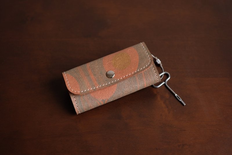 皮革钥匙圈 手染皮革 独一无二 - 钥匙链/钥匙包 - 真皮 橘色