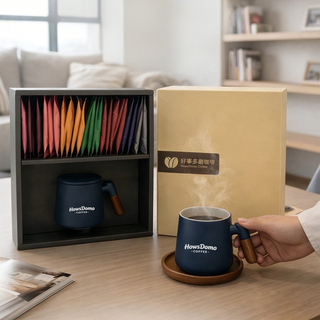 【二件组咖啡礼盒】350ml 木质咖啡杯 + 滤挂咖啡 - 咖啡 - 浓缩/萃取物 咖啡色